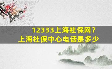 12333上海社保网？上海社保中心电话是多少