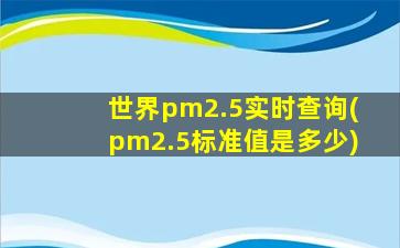 世界pm2.5实时查询(pm2.5标准值是多少)