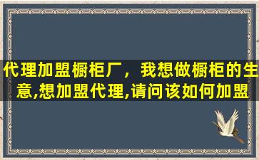 代理加盟橱柜厂，我想做橱柜的生意,想加盟代理,请问该如何加盟