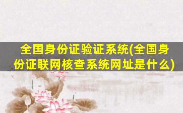 全国身份证验证系统(全国身份证联网核查系统网址是什么)