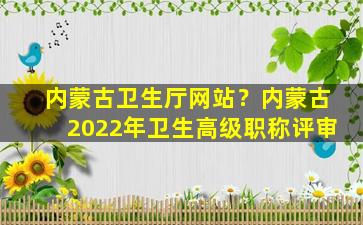 内蒙古卫生厅网站？内蒙古2022年卫生高级职称评审