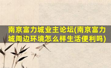 南京富力城业主论坛(南京富力城周边环境怎么样生活便利吗)插图