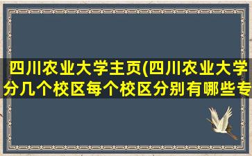 四川农业大学主页(四川农业大学分几个校区每个校区分别有哪些专业)