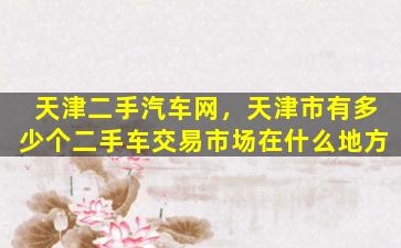 天津二手汽车网，天津市有多少个二手车交易市场在什么地方