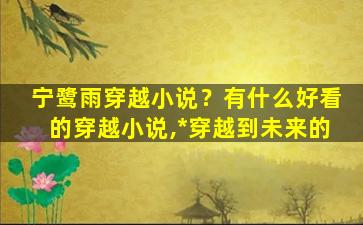 宁鹭雨穿越小说？有什么好看的穿越小说,*穿越到未来的插图