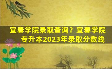 宜春学院录取查询？宜春学院专升本2023年录取分数线插图