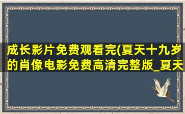 成长影片免费观看完(夏天十九岁的肖像电影免费高清完整版_夏天十九岁的肖像)