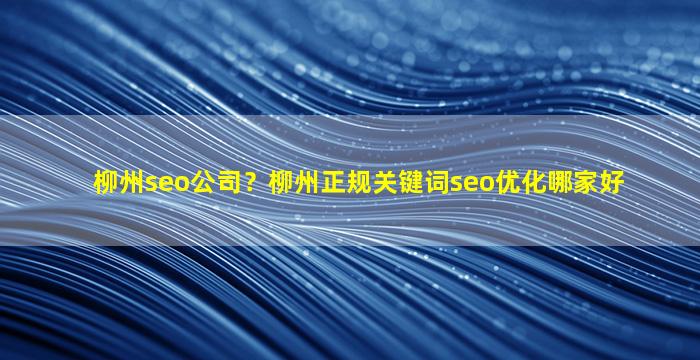 柳州seo*？柳州正规关键词seo优化哪家好