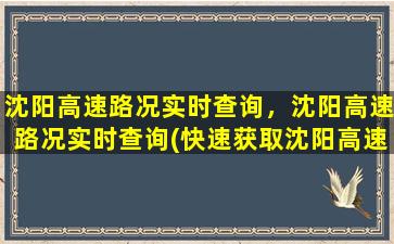 沈阳高速路况实时查询，沈阳高速路况实时查询(快速获取沈阳高速公路最新路况信息)