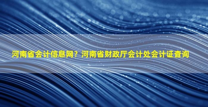 河南省会计信息网？河南省财政厅会计处会计证查询