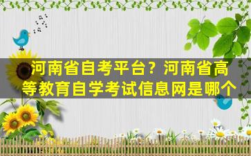 河南省自考平台？河南省高等教育自学考试信息网是哪个