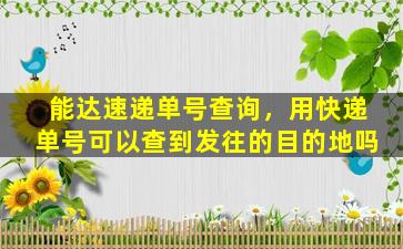 能达速递单号查询，用快递单号可以查到发往的目的地吗