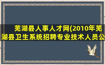 芜湖县人事人才网(2010年芜湖县卫生系统招聘专业技术人员公告)