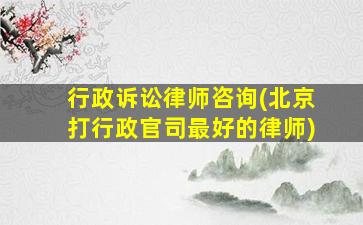 行政诉讼律师咨询(北京打行政官司最好的律师)