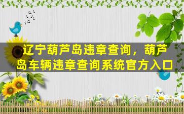 辽宁葫芦岛违章查询，葫芦岛车辆违章查询系统官方入口插图