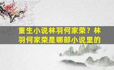 重生小说林羽何家荣？林羽何家荣是哪部小说里的