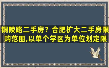 铜陵路二手房？合肥扩大二手房限购范围,以单个学区为单位划定限购区域