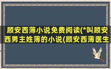 顾安西薄小说免费阅读(*叫顾安西男主姓薄的小说(顾安西薄医生小说免费阅读))