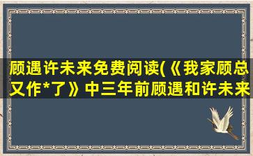 顾遇许未来免费阅读(《我家顾总又作*了》中三年前顾遇和许未来有什么误会)